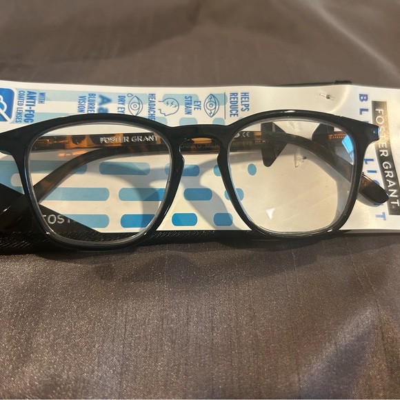 Foster Grant Black Blue Light Blocking Glasses +2.00 - Picture 1 of 4